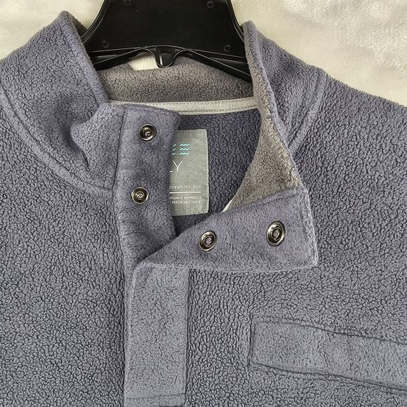 Free Fly Apparel Mens Large Fleeve Snap Button Jacket Pullover Sweatshirt - Picture 4 of 7